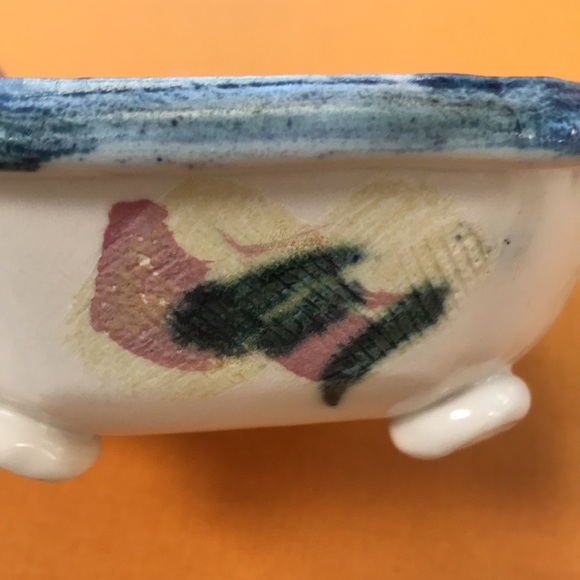 Vintage Signed Footed Pottery Jewelry Trinket Catch-All Dish - Picture 6 of 9